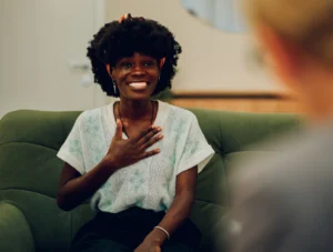 Woman experiencing therapy at a luxury rehab
